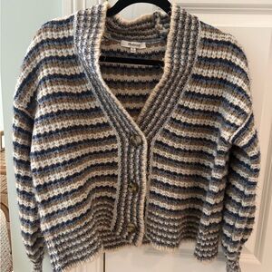 Madewell Chunky Knit Cardigan - Navy and Cream